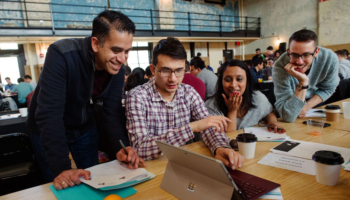 MBA students working together during an Accelerate leadership workshop.